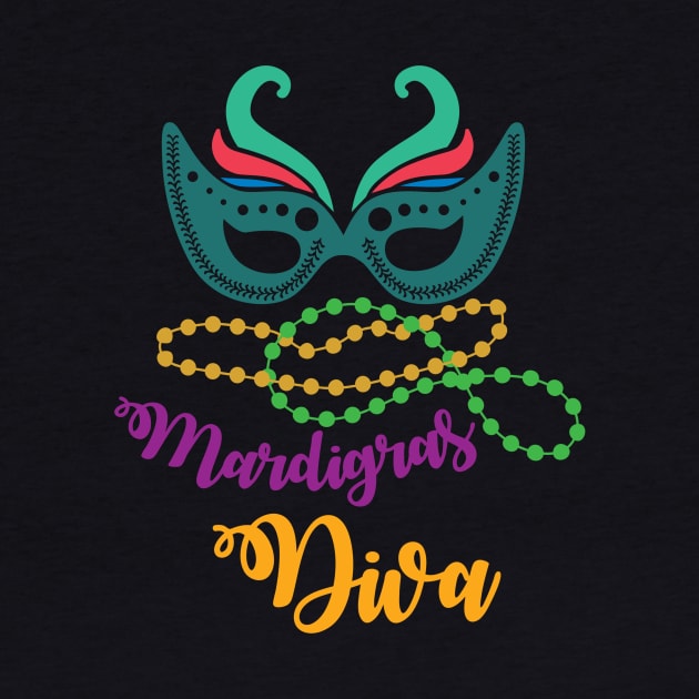 Mardi Gras Diva T-shirt and Apparel by TeeBunny17